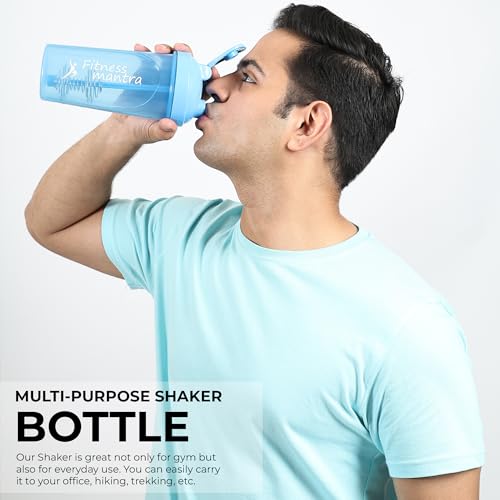 Image of Fitness Mantra 700ml Classic Shaker Bottle for Men & Women [Capacity 700 ml (Sky Blue, 700ml)