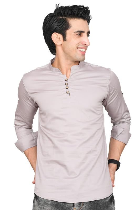 Men's Cotton Blend Designer Full Sleeve Casul Short Kurta-picture-24