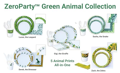 Zeroparty TWP-HDRD-ST25 142Pcs Safari Birthday Party Decorations 20 Guests, Animal Print Paper Plates Cups Napkins Trashbags T-Rex Dinosaur Zebra Giraffe Leopard Party Tableware + Kids Activities thumb #5