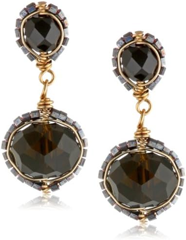 Dana Kellin Two Tier Jet Crystal Post Earrings