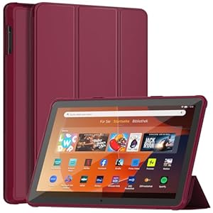 Tri-fold PU Leather and Clear PC Back Cover with Auto Wake/Sleep Shockproof Case, Incompatible with Sony Nokia -Red