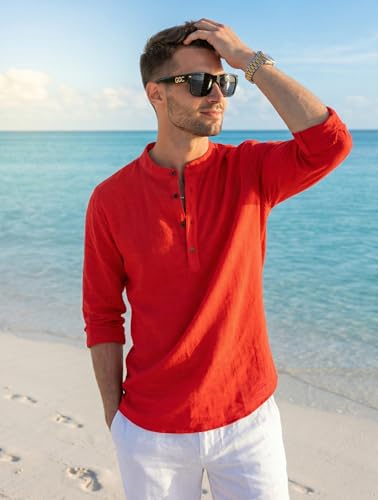 Image of Men's Cotton Blend Straight Kurta Shirt Combo with Mandarin Collar - Slim Fit Casual Short Kurti Set Featuring Textured Slub Fabric and Roll-Up Full Sleeves
