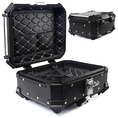 Baule Per Moto Da 28 L Bauletto Per Moto In Alluminio Baule Da Viaggio Baule Per Bagagli Con Chiusura Di Sicurezza Per Riporre Il Casco Baule Per Moto Impermeabile(Nero)