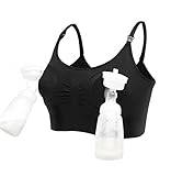 WangsCanis Damen Hände frei Still Milchpumpe Fütterung BH Mama Unterwäsche Schwangerschaft Still-BH (L/36DE/38DE/40ABC/42ABC, Schwarz)