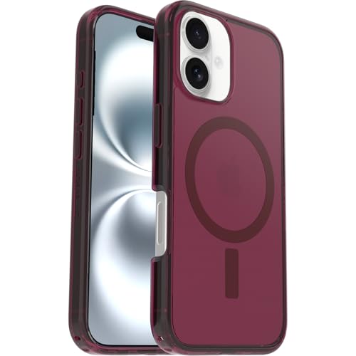 Coque iPhone 16 MagSafe OtterBox Symmetry transparente et rouge antichoc