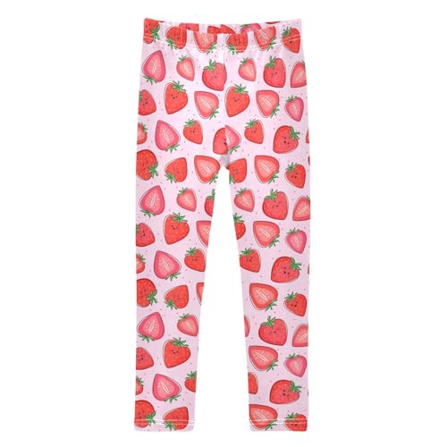 Girls Leggings Soft Toddler Ankle Length Bottoms Strawberry Kids Dance Yoga Pants 4-10 Years