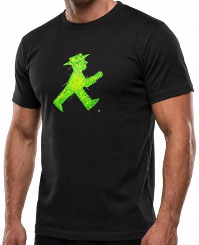 Ampelmännchen T-Shirt Schwarz XXL & Kultiges Vorder-/Rückseiten-Motiv Klassische Unisex Passform In Ostdeutschland produziert Nostalgie Shirt für Alltag & Geschenk