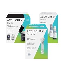 Accu-Chek Softclix Diabetes Blood Sugar Test Kit for Diabetic Glucose Monitoring 100 Softclix Lancets، 100 Guide Test Strips، and Control Solution Packaging May Vary