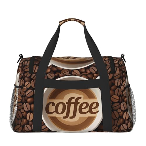 Personalized Sports Duffel Bags Gym Bag Dance Bag, Personalized Custom Travel Duffle Bag Tote Bag, Customized Travel Bag Overnight Weekender Sleepover Bags, Coffee Mug Coffee Bean2