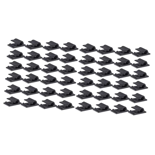 jojofuny 100pcs Sujetadores adhesivos para cables para gestión bajo escritorio, clips de fijación en plástico resistente para organizador de cables miniatura 1