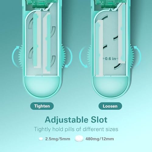 Image of ONE PIX Multiple Pill Cutter Splitter for Small and Tiny Pills, Accurate 1 /2 Tablet Splitter with Adjustable Bars & Hidden Blade, Safely Cuts Large Medication for Seniors & Pets, Cyan