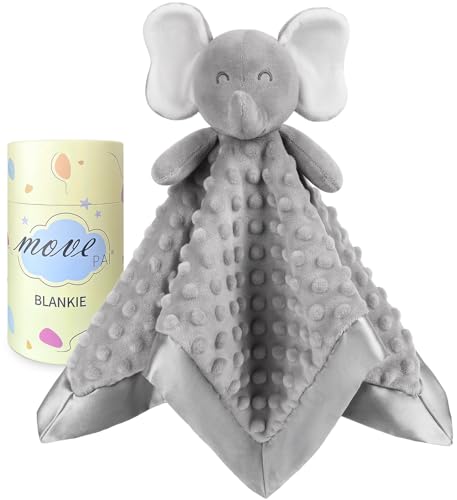 Image of Baby Security Blanket, Soft Baby Lovey Toy Blanket for Boys and Girls, Snuggle Toy Lovie Newborn Gift, Unisex Baby Plush Gray Elephant 16 Inch