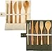 Juego de Cubiertos Ecológicos 2 Juegos de Utensilios de Viaje Incluye Cuchillo Cuchara Tenedor Palillos Pajitas Reutilizables (Beige y Verde)