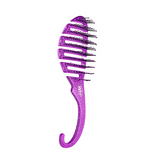 Wet Brush Escova desembaraçadora, escova desembaraçadora de chuveiro (glitter roxo) – Escova de cabe
