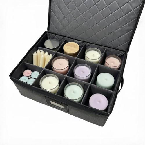 Candle Storage Organizer Box with Dividers, Candle Storage Cabinet with 12 Segmentation Layer Suitable for Aromatherapy Candles, Taper Candles, Tealight Candles, Jar Candles and Candle Holders