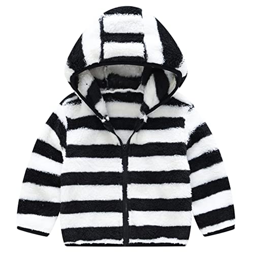 Baby Girl Boy Fleece Zip Up Hoodie Jacket Toddler Fuzzy Jacket Hooded Stripe Coat Winter Warm Outwear Cardigan 3t Jacket2