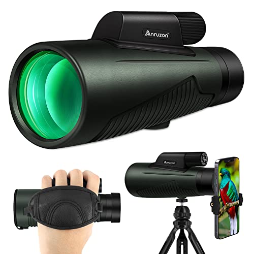 Anruzon 12x56 ED Monokular Teleskop, Fernrohr Erwachsene mit Smartphone-Halter und Upgrade-Stativ, BAK4-Prisma und SMC Monokular für Wandern Vogelbeobachtung Jagd Camping Wildtiere Cover