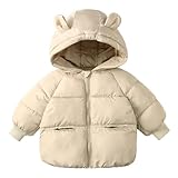 Baby Cute Quilted Puffer Jacket With Ears Toddler Windbreaker Fleece Down Coat Winter Fashion Warm Beige 18-24 Months