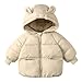 Baby Cute Quilted Puffer Jacket With Ears Toddler Windbreaker Fleece Down Coat Winter Fashion Warm Beige 18-24 Months