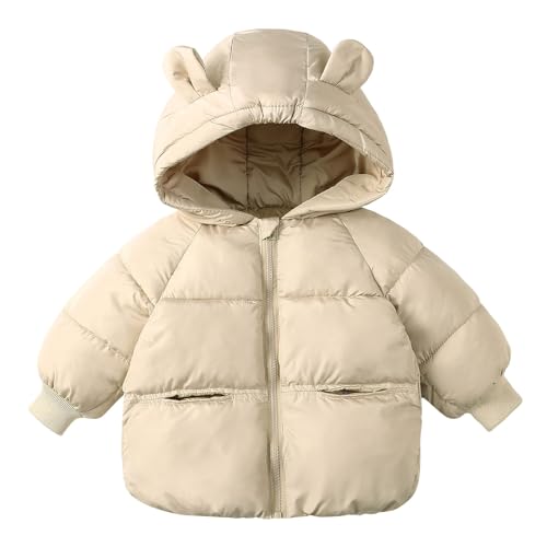 Toddler Boy Girls Quilted Lightweight Jacket with Bear Ear Packable Puffer Coat Zip Up Hooded Outerwear Warm Jackets