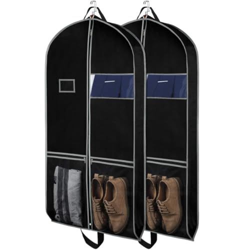 IRYZE Garment Bag for Travel, Suit Bags Garment Bags For Travel Closet Handles Hanging Clothes Bag With Pocket Suit Luggage Bag (Color : Black, Size : 6 Pack)
