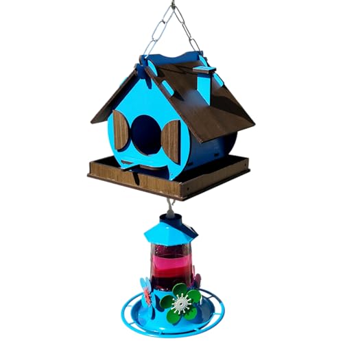 Casinha De Passarinho Bebedouro Beija-flores E Nectar Eco (Azul)
