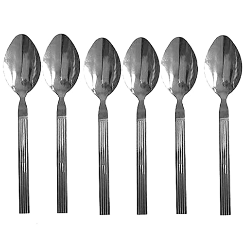 Buystarget 6 Stainless Steel Dessert Table Spoons Serving Set Pattern Kitchen Cutlery UK