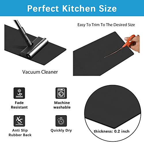 Pu Leather Soft Long Hallway Runner Rugs Mat - Rubber Backing Low Profile Farmhouse Entryway Floor Rug Carpet For Foyer Backyard Dining Room Door Entrance, Black 83" X 28" #TOP5