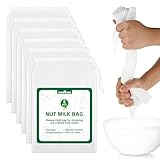 uadbau 6 Pcs Nut Milk Bag 12 x 8 Inch Yogurt Strainer 200 Mesh Cheese Cloth Bag for Straining Reusable Fine Mesh Strainer for Filtering Yogurt Juice Coffee Tofu Tea Cheese