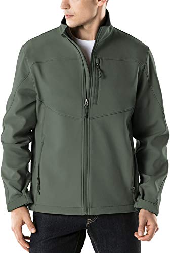 TSLA Men's Full-Zip Softshell Jacket, Water Repellent Fleece Lined Athletic Jacket, Outdoor Sport Windproof Jackets, Active Softshell(ykj80) - Green, Medium