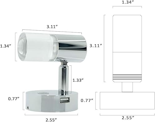 2 pacotes de luz de leitura RV de 12 V, luz de leitura USB branca quente com interruptor de controle