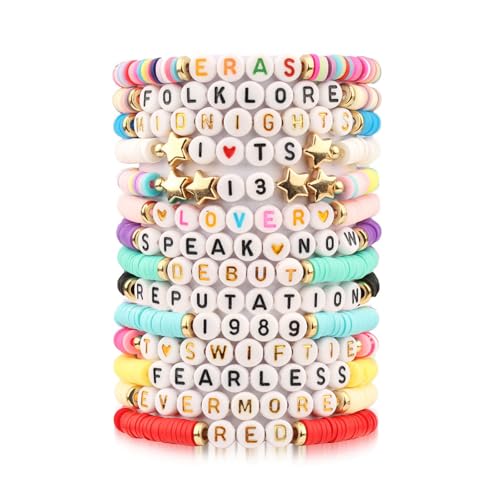 Friendship Bracelet 14PCS TS Inspired Bracelets Set Fashionable Taylor Merchandise Bracelets TS Friendship Bracelet Set for Fans Music Lovers Girls Ladies Party Decorations for Concert Accessories