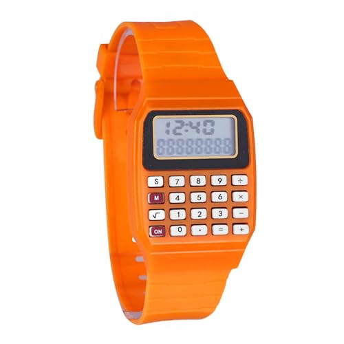 Générique Montre-Bracelet électronique à Calculatrice de Date et d'heure en Silicone à usages Multiples Montres Connectées pour Hommes (Orange, One Size)