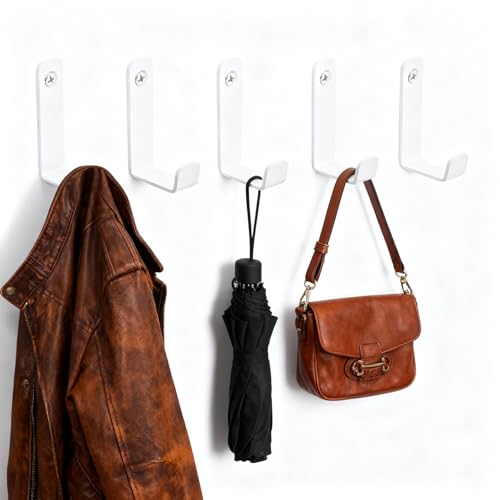 Kleiderhaken Wand Weißb mit Befestigungsschrauben 5 Stück,Haken...