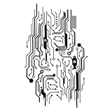 Generic 3 Sheets Cyberpunk Circuit Board Temporary Tattoo Machinery Futuristic Arm Tattoo Stickers, Black