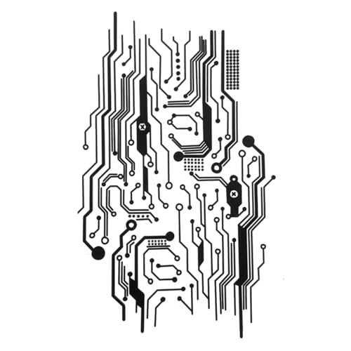 Generic 3 Sheets Cyberpunk Circuit Board Temporary Tattoo Machinery Futuristic