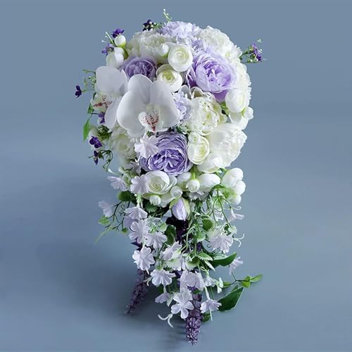 Ramos de boda de rosas moradas artificiales para un sí quiero eterno 5