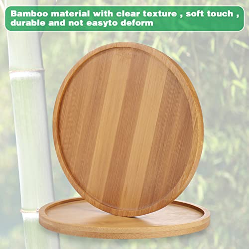 Zocipro 2Pcs Plant Pot Saucers, Round 15.5cm Bamboo Plant Tray, Pot Saucer for Plants Flower Drip Tray for Indoors Outdoor Garden - Image 4