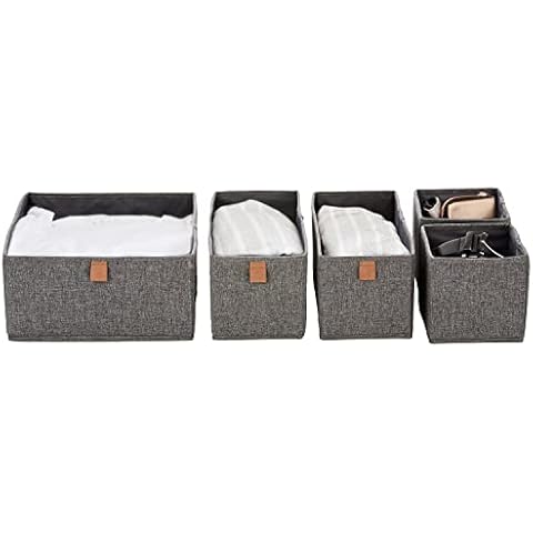 LOVE IT STORE IT Premium Aufbewahrungskorb 5-teilig - Organizer für Kleiderschrank aus hochwertigem Stoff - Grau - 5 Boxen in 3 Größen Cover