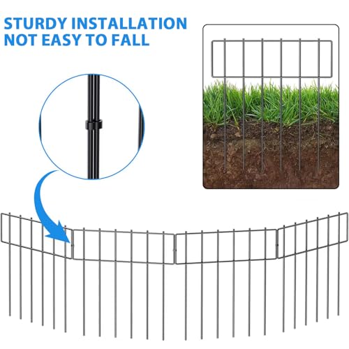 TAZZOR 10er-Packung Dekorative Zäune, Hundegitter für den Garten Metallzaunelemente 42 cm (H) X 33 cm (B) Ideal als Steckzaun für Hunde Welpengitter Robust und stabil
