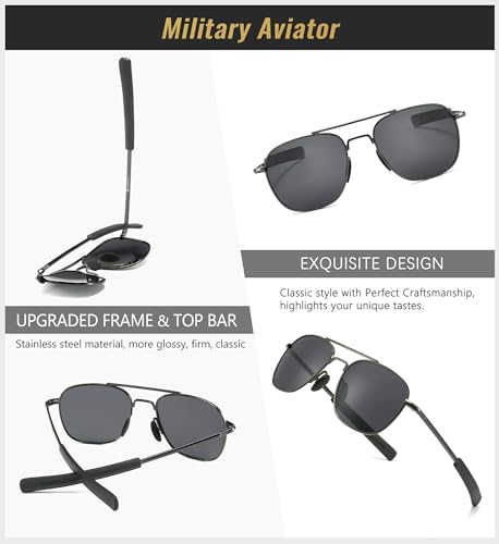 SUNGAIT Military Style Polarized Pilot Aviator Sunglasses and Square Aviator Sunglasses for Men UV400 Protection4