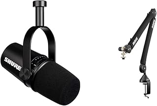 Shure MV7 USB Microphone for Podcasting, Recording, Live Streaming & Gaming, Built-in Headphone & RØDE PSA1+ Professional Studio Arm with Spring Damping and Cable Management,Black