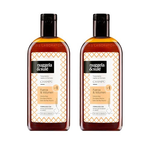 Nuggela & Sulé Pack Champú Nº1 - Fuerza & Volumen. Con Extracto de Cebolla Roja y Glucógeno Marino. Fortalece. Estimula el Crecimiento. Frena la Caída del Cabello. 2 x 250 ml