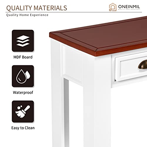 Oneinmil Console Table, 60 Narrow Long Sofa Table, Entryway Table, Industrial Sofa Table, Side Table, For Hallway, Living Room, Sturdy And Stable, Easy To Assemble, White #TOP5