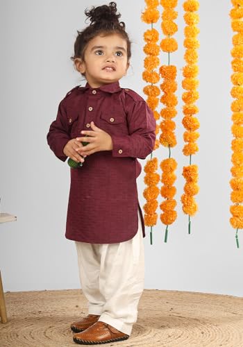 Image of POLKA TOTS Boys Cotton Pathani Set | Premium Pathani Kurta & Pyjama Set for Boys | Kurta Pajama for Kids Boy | Pathani Suit for Kids, Baby Boys & Toddlers | Ethnic Wear for Boy