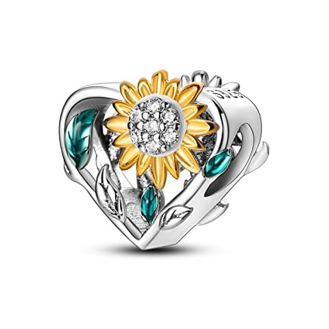 NARMO 925 Sterling Silver Charms for Bracelets Original Bead Charm for Pandora Bracelet Sunflower Charm Silver Charms Gifts Cover