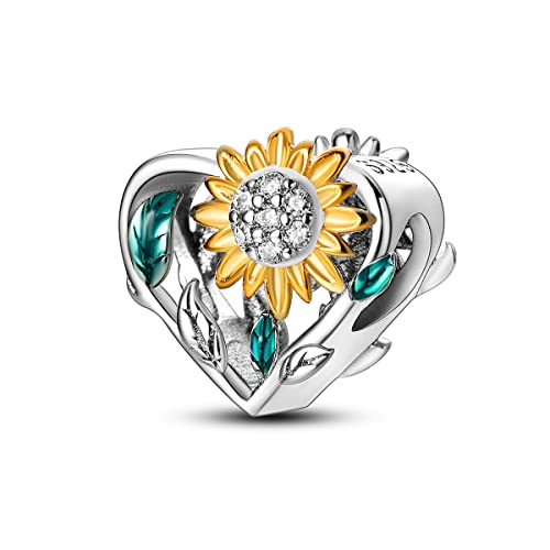 NARMO 925 Charms in Argento Sterling per Braccialetti Originale Bead Charm per Pandora Braccialetto Girasole Charms Argento Regali