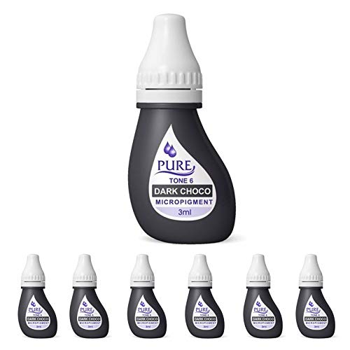 BiotouchInk PMU MICROPIGMENTATION MICROBLADING pigments Pure Dark Choco Micropigment Eyebrow Color Shaping - Set of 6