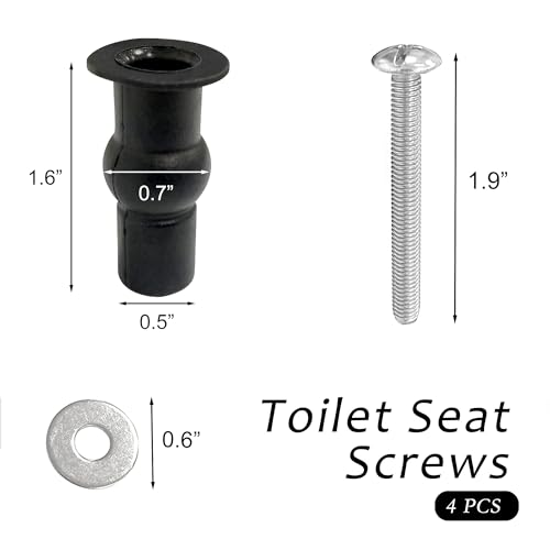 Quacc 4 PCS Universal Toilet Seat Hinges Screws, Stainless Steel & Rubber, Top Mounting Hardware, Fixes Shifting Toilet Seat, Replaces Plastic Plugs - Image 4