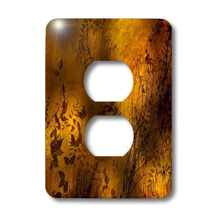 Cubierta de salida de 2 enchufes con diseño de damasco fondo bronce placa decorativa 3dRose 4
